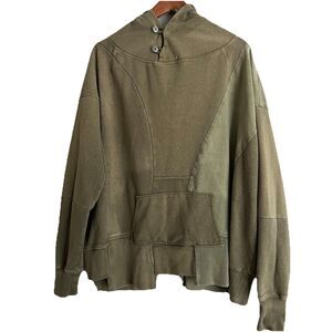 KAPITAL Japan Size L (3) Olive Patchwork Cotton Hooded Sweatshirt